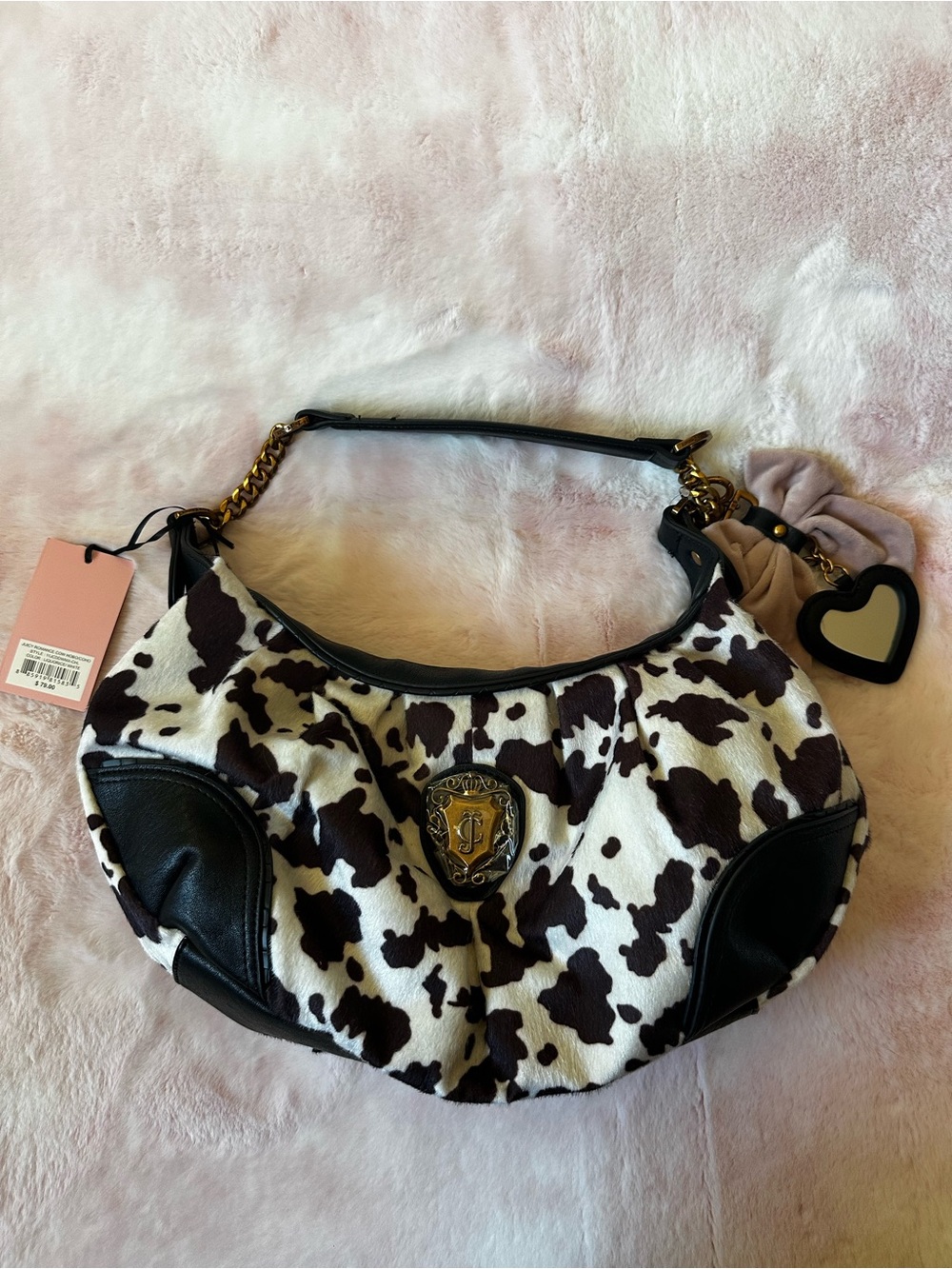 Black & White Cow Print Hobo Shoulder Purse - Juicy Couture NWT